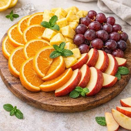 Selection of fresh fruits and rich berries